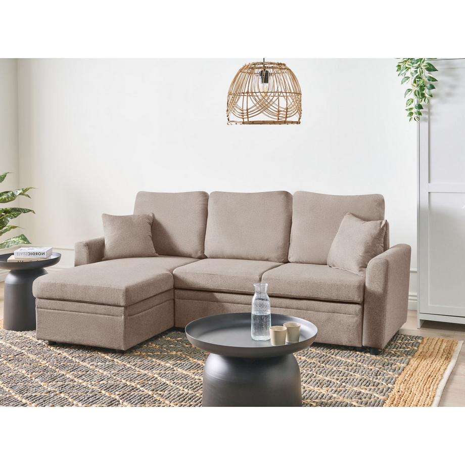 Beliani Ecksofa aus Kunstleinen Landhausstil NASSJO  