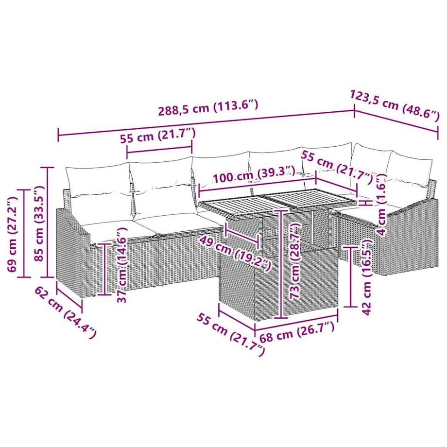 VidaXL Set Divano da Giardino Polyrattan  