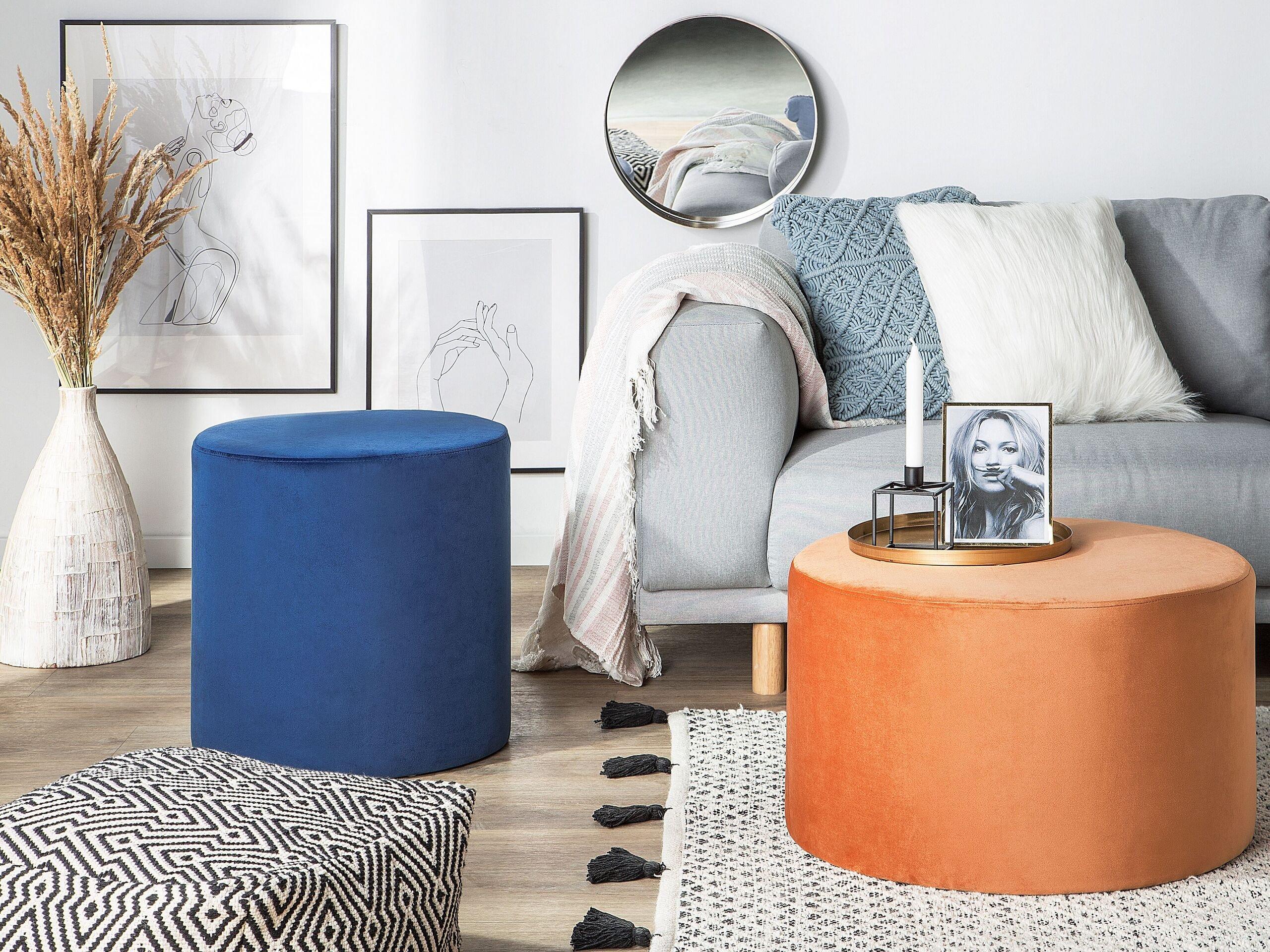 Beliani Pouf en Velours Moderne MILLEN  