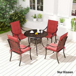 Northio 4er Set Sitzkissen 108 x 50 x 5 cm Stuhlkissen mit Bändern, Outdoor Indoor Sitzauflage, Sitzpolster, Bankpolster für Gartenmöbel, Sitzsthul, Essstuhl, Weinrot Aosom  