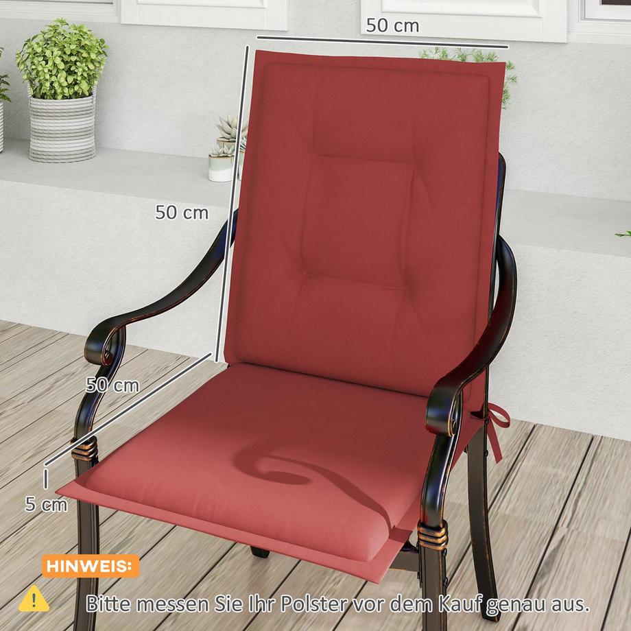 Northio Lot de 4 coussins de siège 108 x 50 x 5 cm, coussins de chaise avec attaches, coussin de siège extérieur et intérieur, coussin de banc pour meubles de jardin, chaise de salle à manger, rouge vin Aosom  