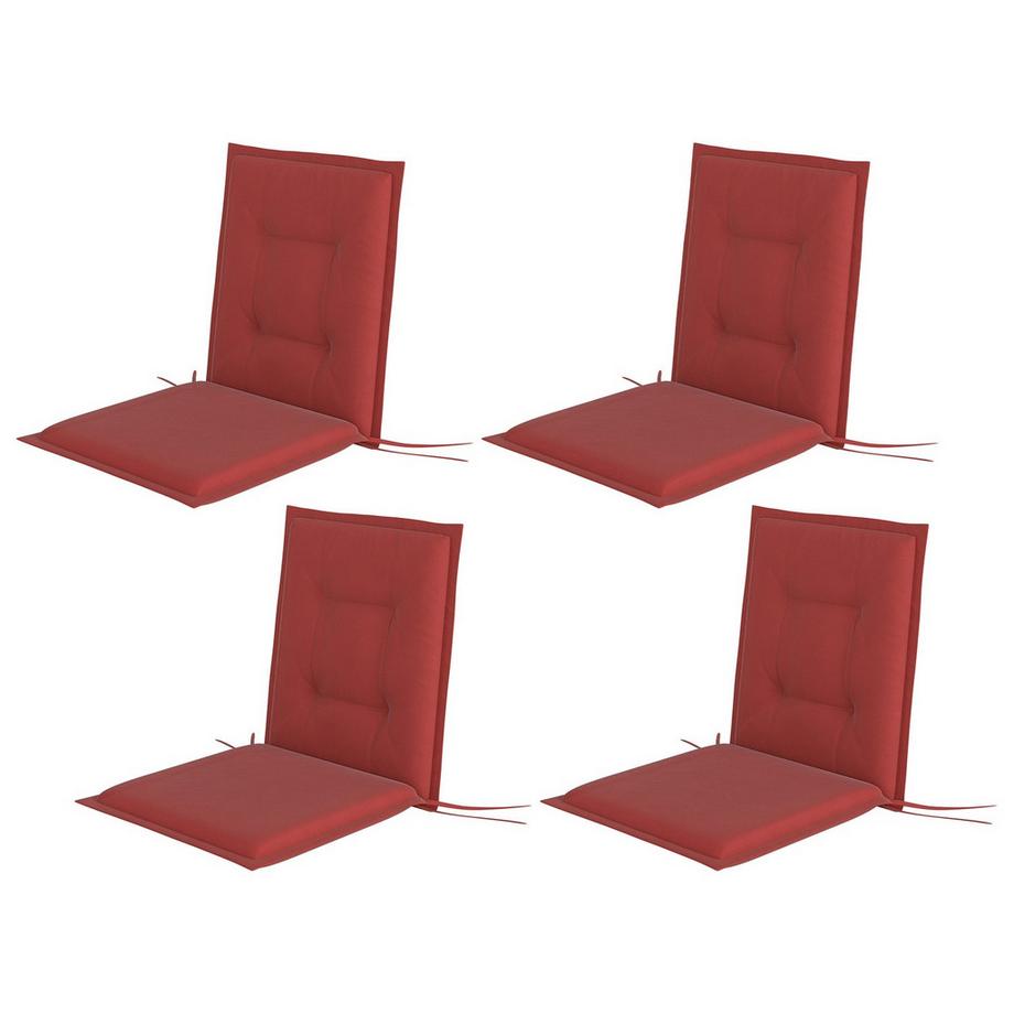 Lot de 4 coussins de siège 108 x 50 x 5 cm, coussins de chaise avec attaches, coussin de siège extérieur et intérieur, coussin de banc pour meubles de jardin, chaise de salle à manger, rouge vin Aosom