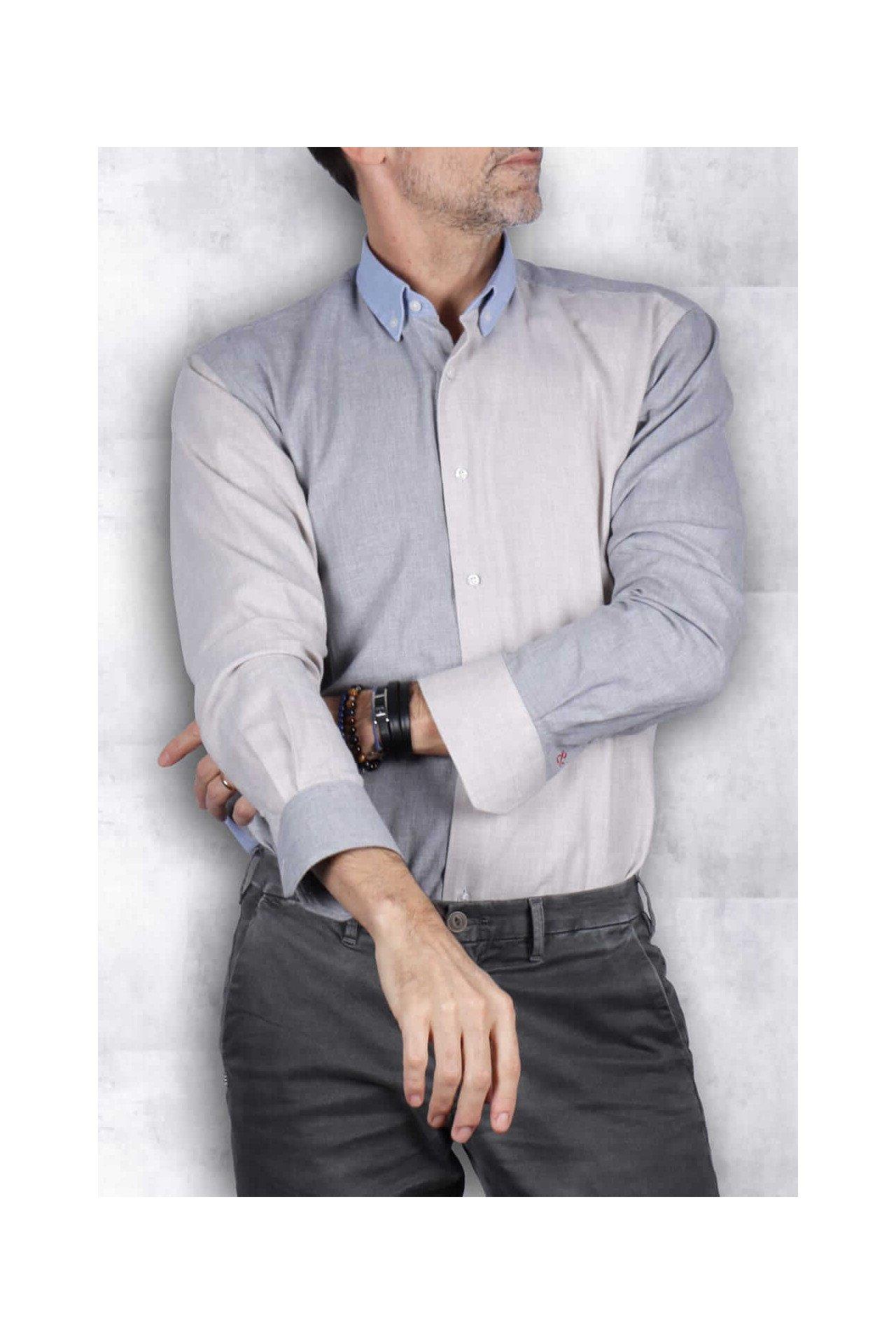 Image of Monaco-patchwork-hemd Herren Blau XXL