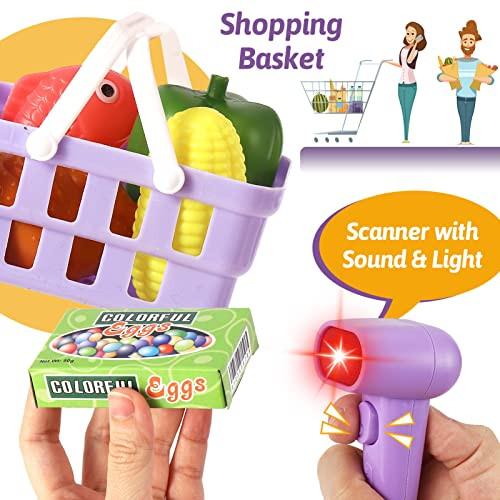 Activity-board  Jouet de caisse enregistreuse pour enfants, jouet de caisse enregistreuse électronique avec console rotative, accessoires de magasin, caisse enregistreuse avec fonction de calculatrice de microphone scanner 