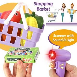 Activity-board  Jouet de caisse enregistreuse pour enfants, jouet de caisse enregistreuse électronique avec console rotative, accessoires de magasin, caisse enregistreuse avec fonction de calculatrice de microphone scanner 