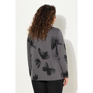 Ulla Popken  Sweat-shirt imprimé papillons, col rond et manches longues 