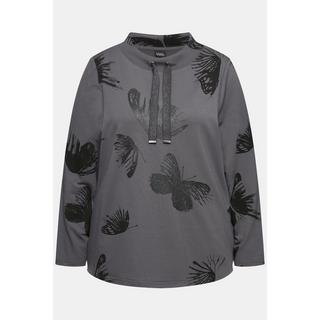 Ulla Popken  Sweat-shirt imprimé papillons, col rond et manches longues 