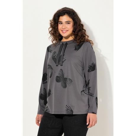 Ulla Popken  Sweat-shirt imprimé papillons, col rond et manches longues 