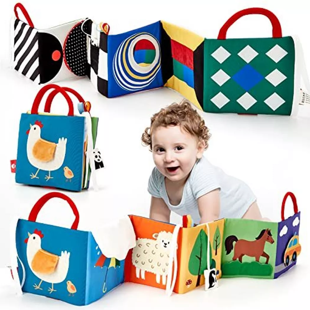 Activity-board - Stoff Buch Baby Spielzeug Schwarz Weiß Kontrast Bücher 0 Monate Bücher, One Size, Multicolor