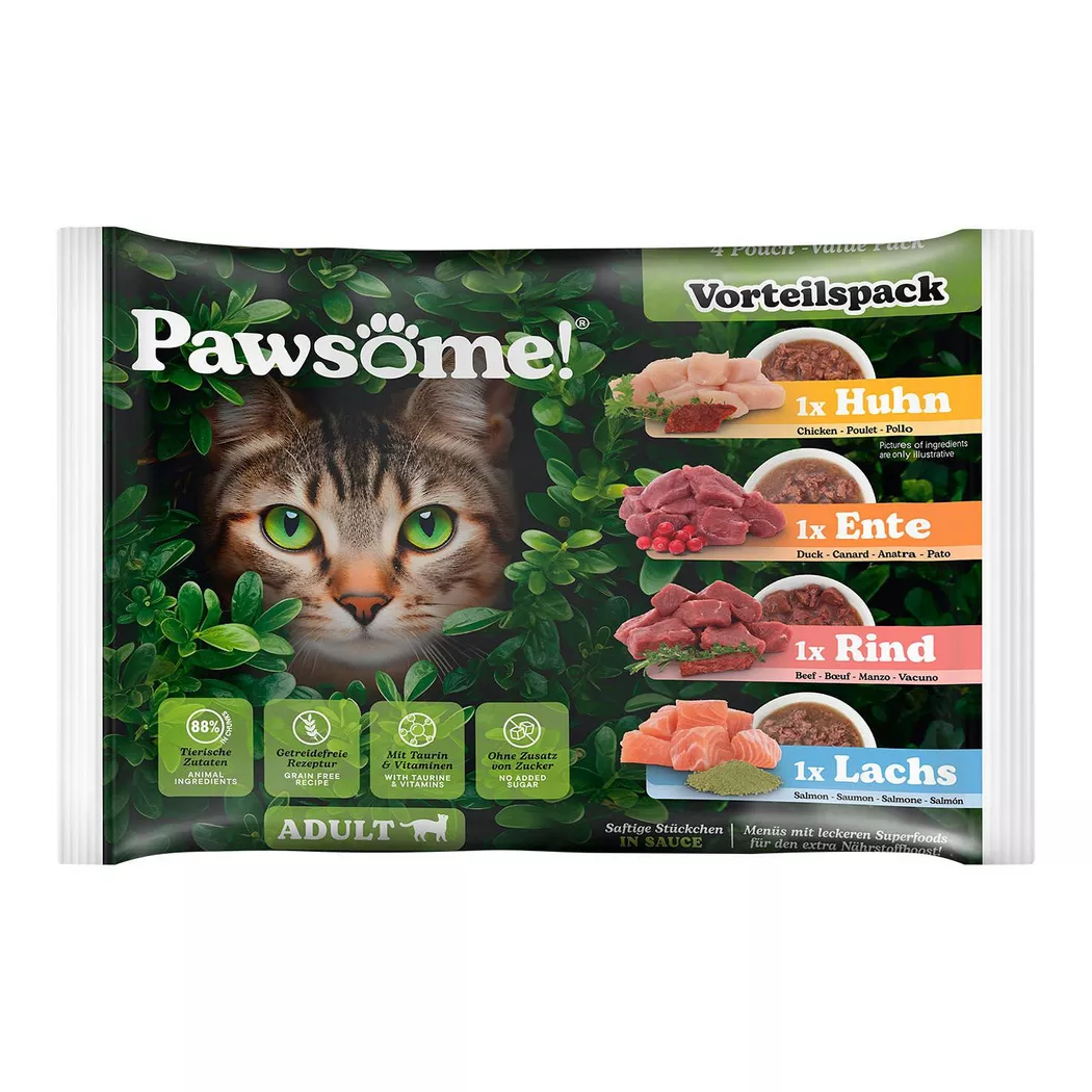 Pawsome Katze, Adult, Mixpack 4x85 g