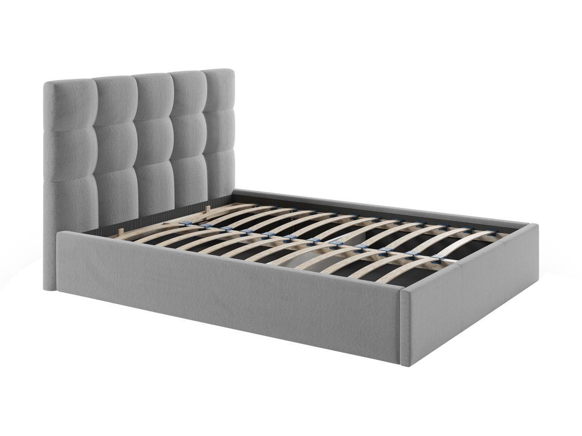 Image of Bett mit Bettkasten - 140 x 190 cm - Samt - Grau - MIRDAL von Pascal Morabito Bett mit Bettkasten - 140 x 190 cm - Samt - Grau - MIRDAL von Pascal Morabito