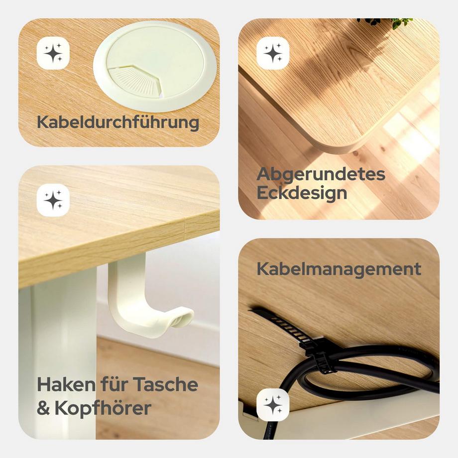 Arebos Höhenverstellbarer Schreibtisch Elektrisch 120 x 60 cm mit Memory-Funktion  