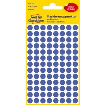 AVERY ZWECKFORM Markierungspunkte 8mm 3591 Blau, ablösbar 4 Blatt