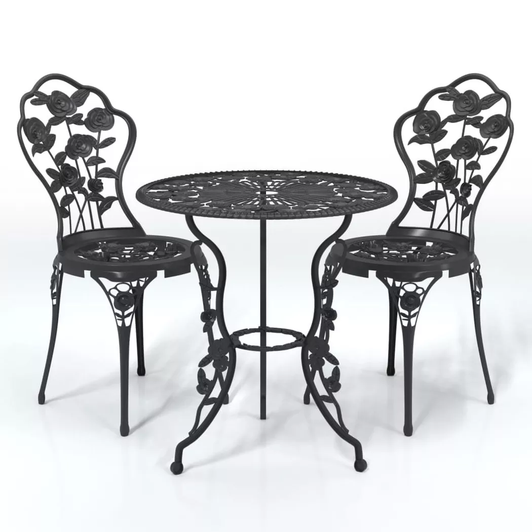 Ensemble de bistro 3 pcs Aluminium coulé Noir Vidaxl