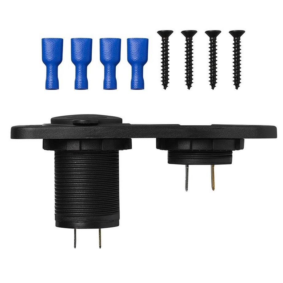 Pricenet  Unterputz-Kit: Voltmeter 6–30 V + USB-Anschluss doppelt Typ A 2 x 2100 mA 