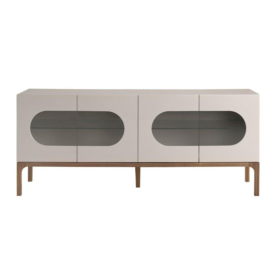 ANGEL CERDA Sideboard aus Grau- und Walnussholz mit Innenbeleuchtung  