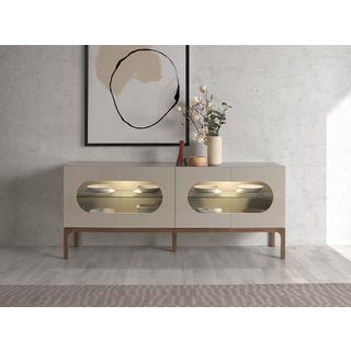 ANGEL CERDA Credenza in legno grigio e noce con illuminazione interna  