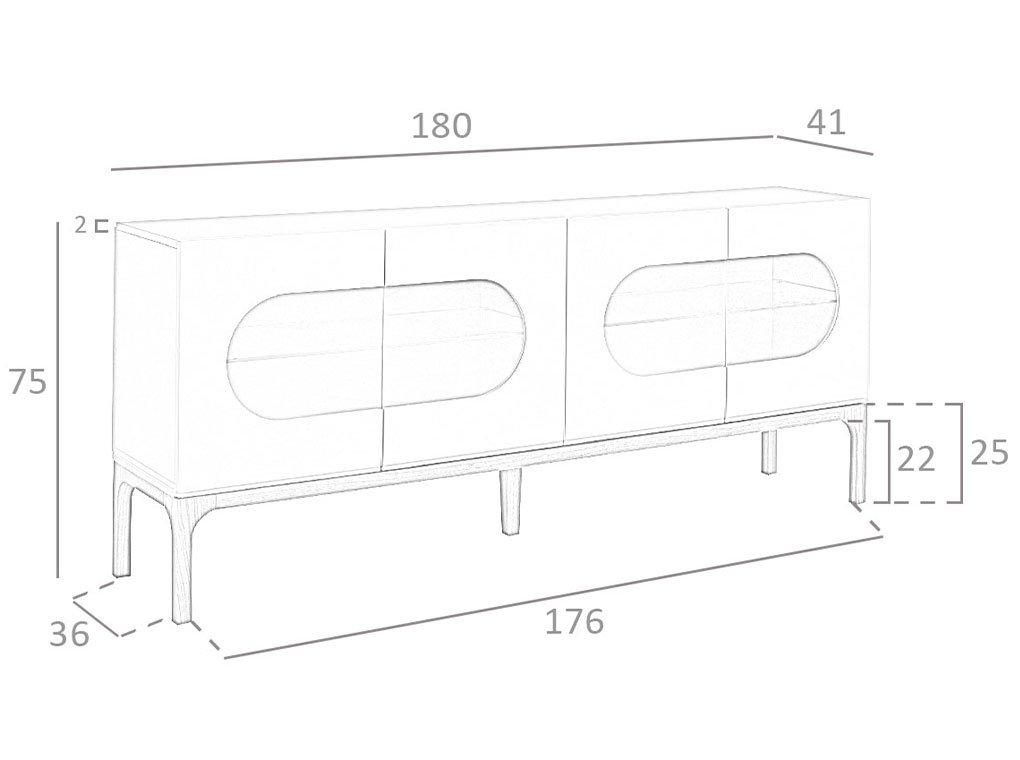 ANGEL CERDA Credenza in legno grigio e noce con illuminazione interna  