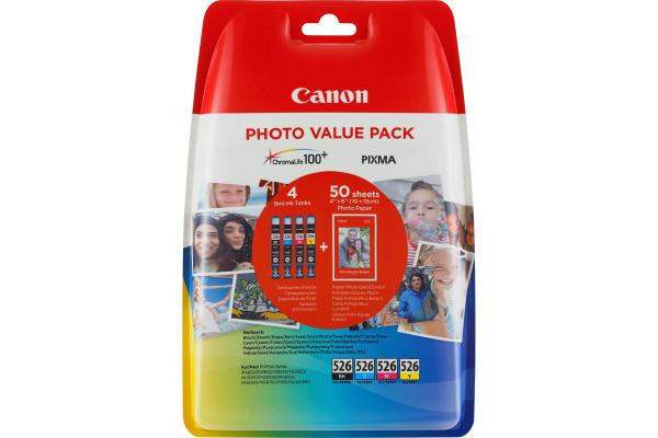 Canon  CANON Photo Value Pack CMYBK CLI-526PAC2 iP 4850 4x9ml,50 Bl. 10x15cm 