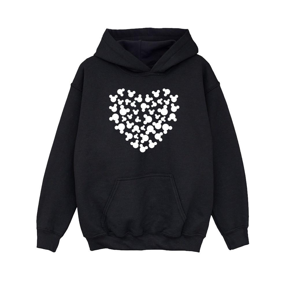 Image of Mickey Mouse Heart Silhouette Kapuzenpullover Unisex Schwarz 152-158