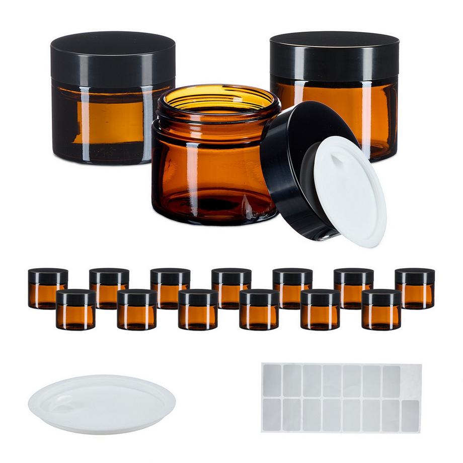 Pots à crème en verre ambré, anti-fuites