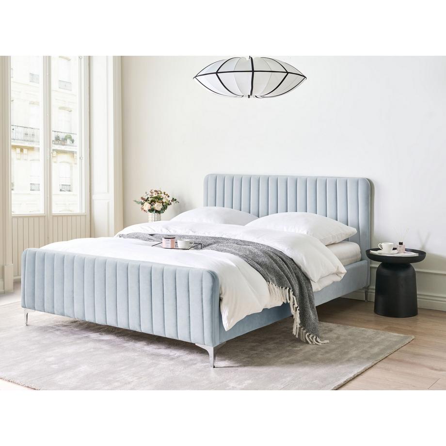 Beliani Bett mit Lattenrost aus Samtstoff  LUNAN  