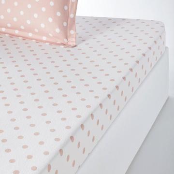 Drap housse flanelle imprimé pois