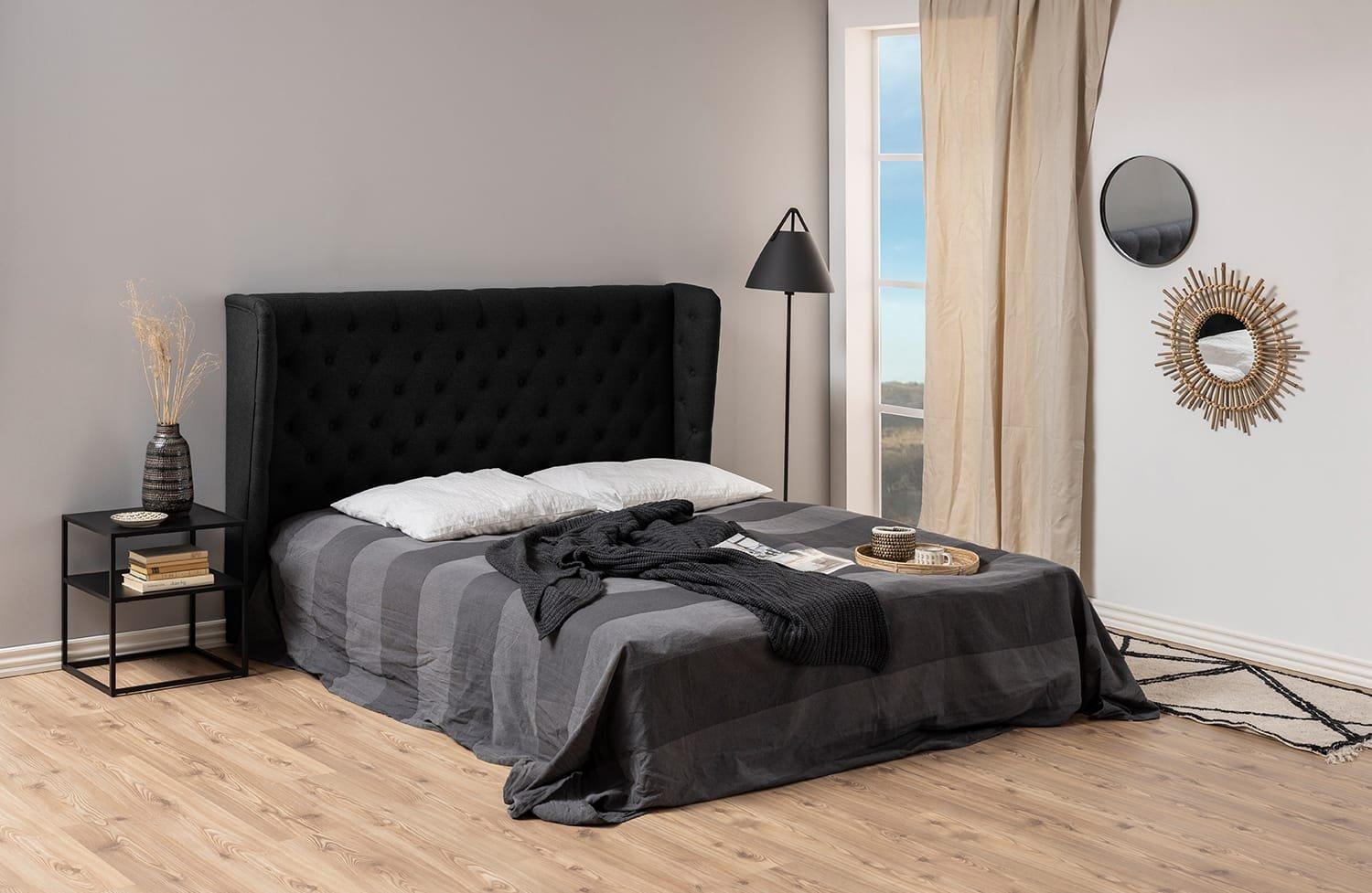 mutoni Table de nuit Modern Line 1 fond acier noir 45x40x50.5cm  