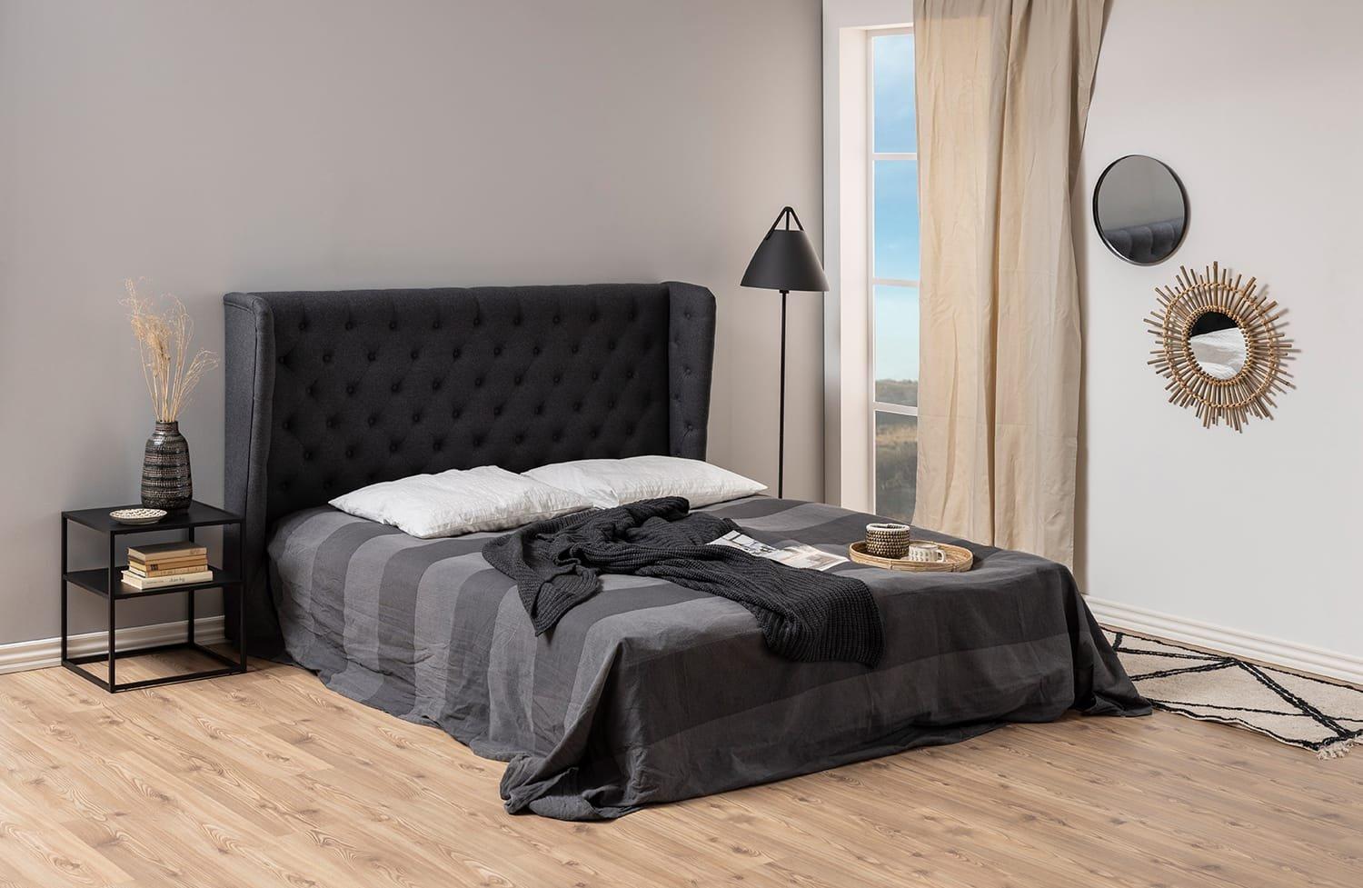 mutoni Table de nuit Modern Line 1 fond acier noir 45x40x50.5cm  