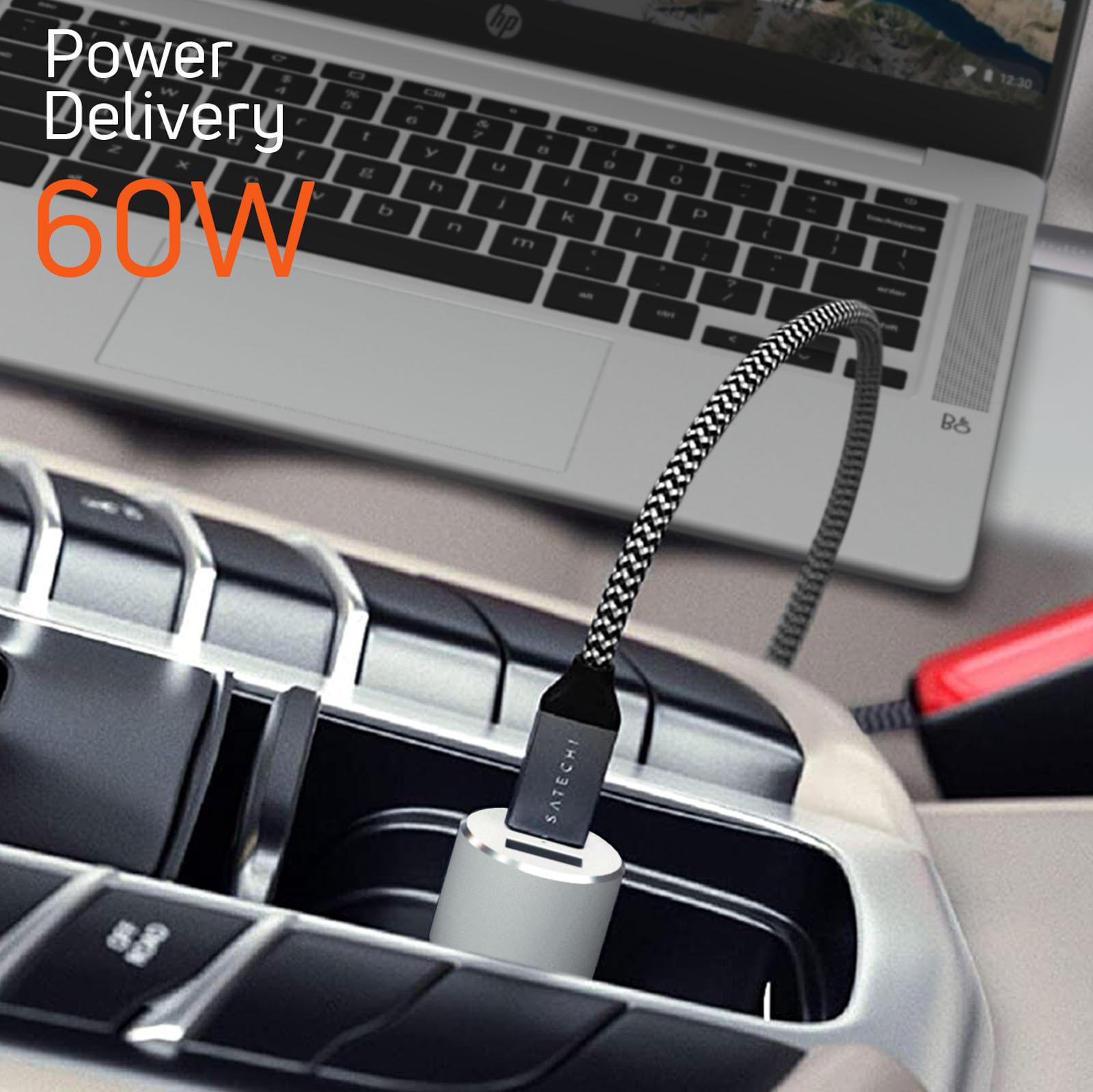 SATECHI  Caricatore auto 72W USB-C + USB grigio 