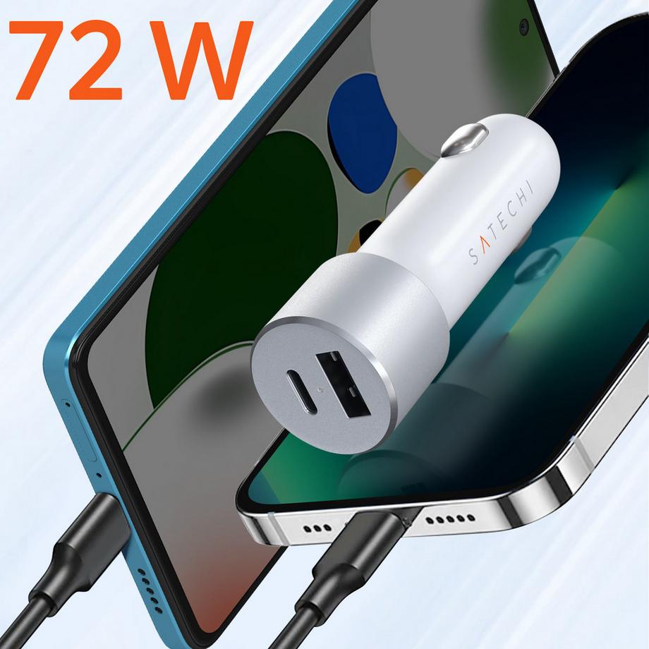 SATECHI  Caricatore auto 72W USB-C + USB grigio 
