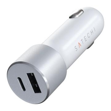 Caricatore auto 72W USB-C + USB grigio