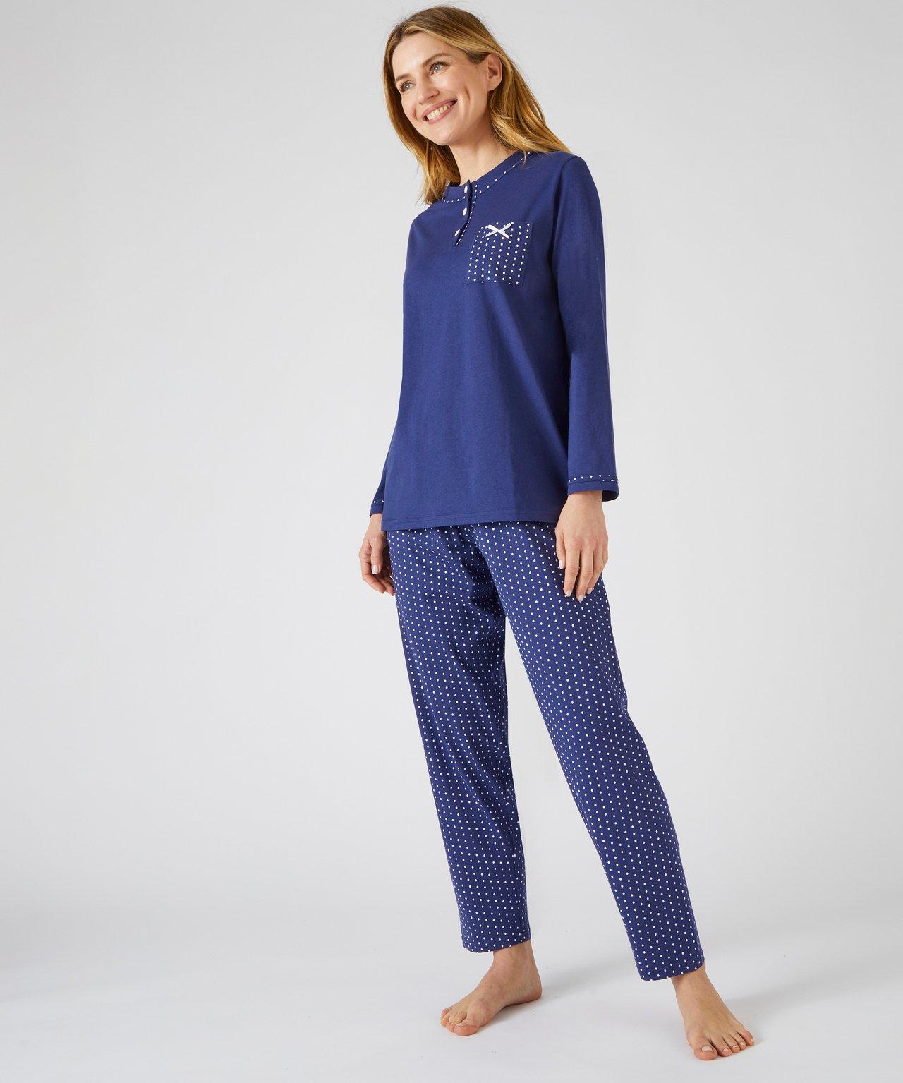 Image of Pyjama Mit Rundhalsausschnitt Aus Reinem Gekämmtem Baumwolljersey. Unisex Blau 34/36