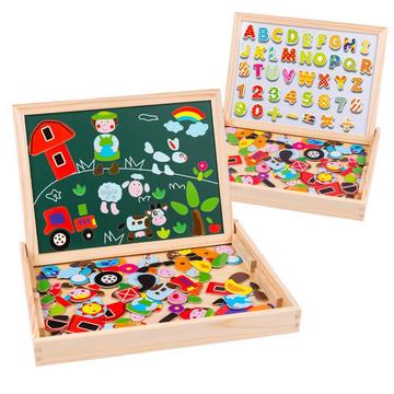 Magnetische Holzpuzzle Staffelei Doppelseitige Tafel Holztafel Kritzeln für Kinder