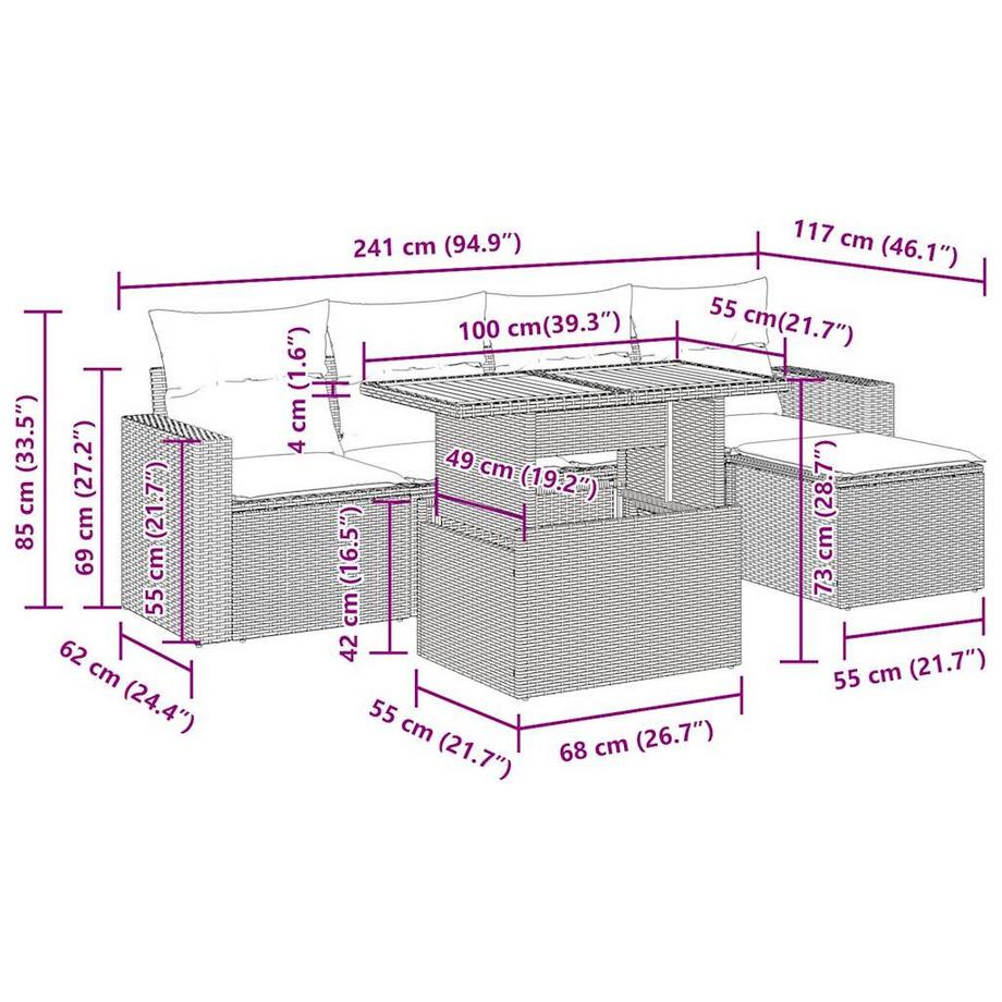 VidaXL Garten sofagarnitur poly-rattan  