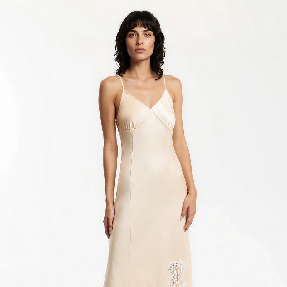 La Redoute Collections Robe longue à fines bretelles en satin  