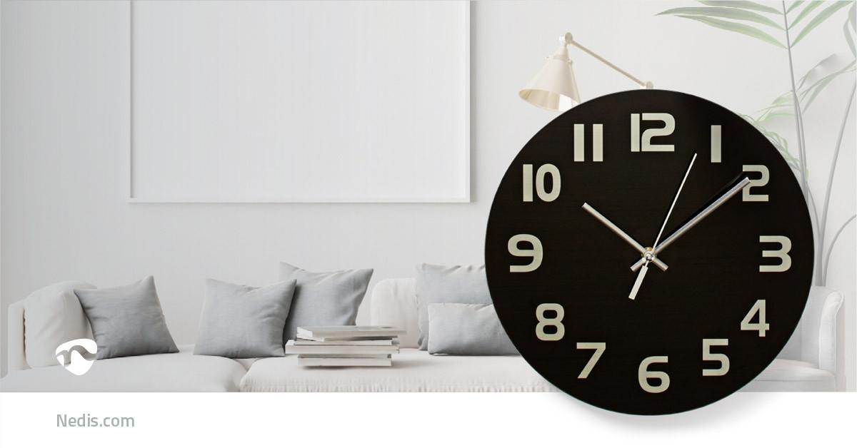 Nedis Horloge murale | Diamètre : 300 mm | Verre | Noir  