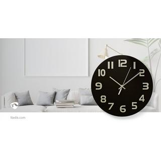 Nedis Horloge murale | Diamètre : 300 mm | Verre | Noir  