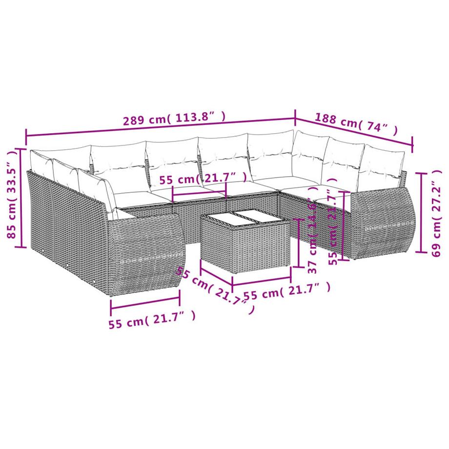 VidaXL Garten sofagarnitur poly-rattan  