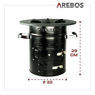 Arebos  Raketenofen inkl. Grillpfanne Dutch Oven BBQ Rocket Stove Camping-Ofen 