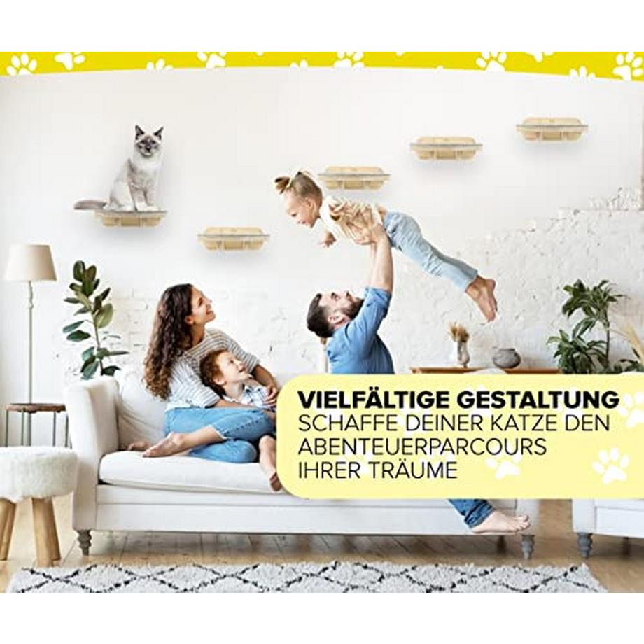 Alopini  Kletterwand Katzen Universalgröße | 3er Set Katzentreppe Echtholz | Katzenkletterwand | 