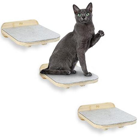 Alopini  Mur d'escalade chats taille universelle | ensemble de 3 escaliers pour chats en bois véritable | mur d'escalade pour chat | Arbre à chat 