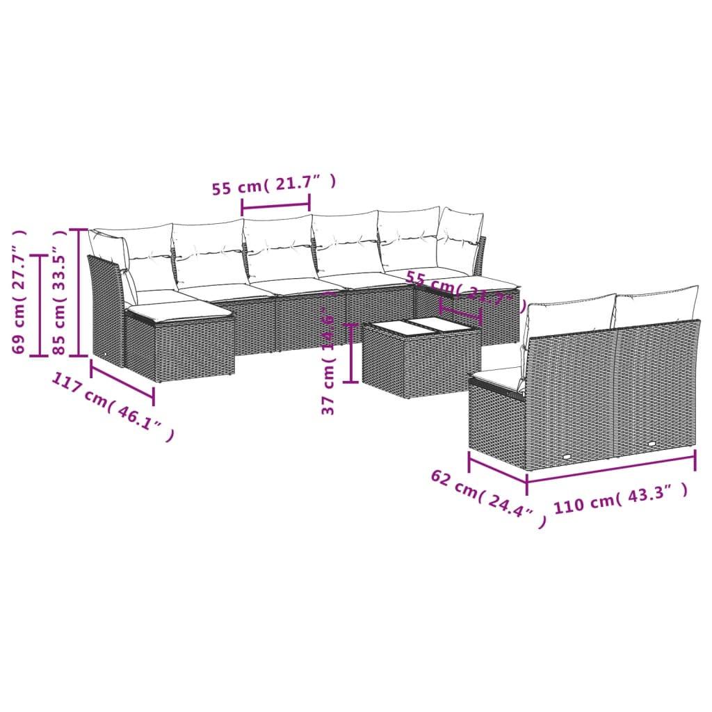 VidaXL Ensemble de canapés de jardin rotin synthétique  