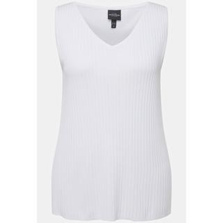 Ulla Popken  Top smanicato di maglia a costine con scollo a V 