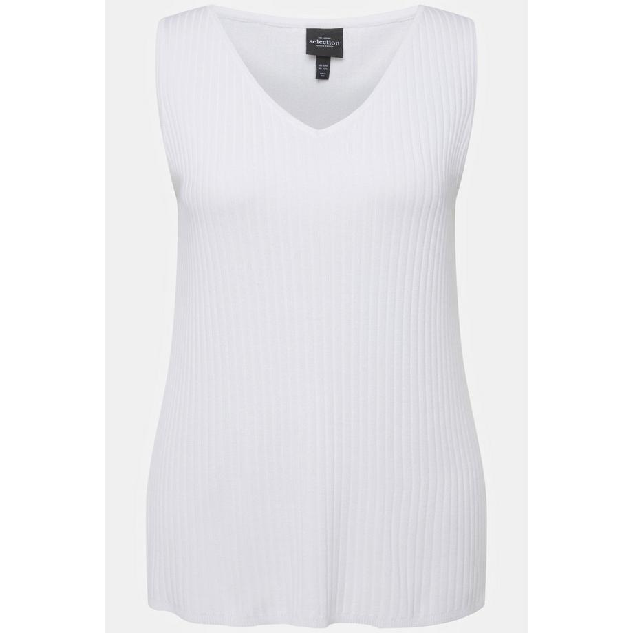 Ulla Popken Haut sans manches en maille côtelée col en V  