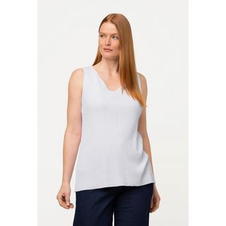 Ulla Popken  Top smanicato di maglia a costine con scollo a V 