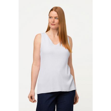 Ulla Popken  Top smanicato di maglia a costine con scollo a V 