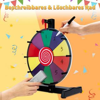 Northix  12" Glücksrad zum Drehen mit Radiergummi & Markierstift Lucky Wheel für Lotteriespiele und Wortspiele 