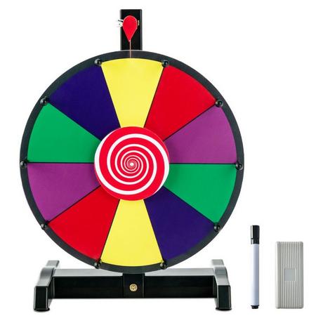 Northix  12" Glücksrad zum Drehen mit Radiergummi & Markierstift Lucky Wheel für Lotteriespiele und Wortspiele 