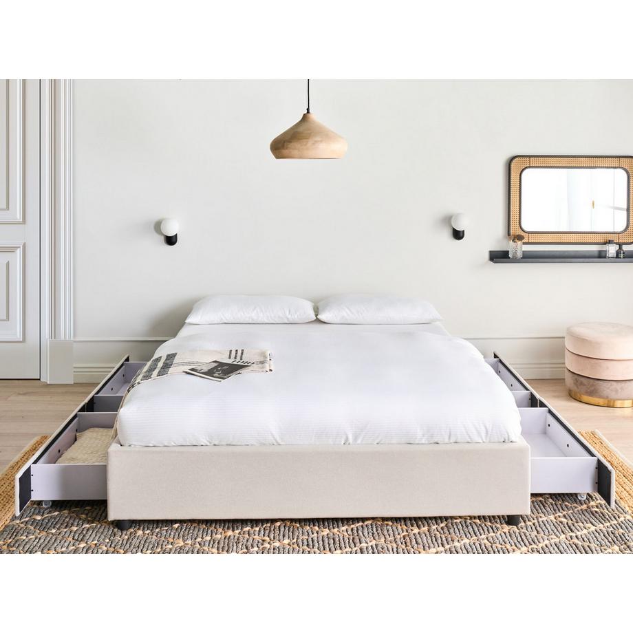 Beliani Letto con cassetti contenitore senza testata en Tessuto Moderno PRADES  